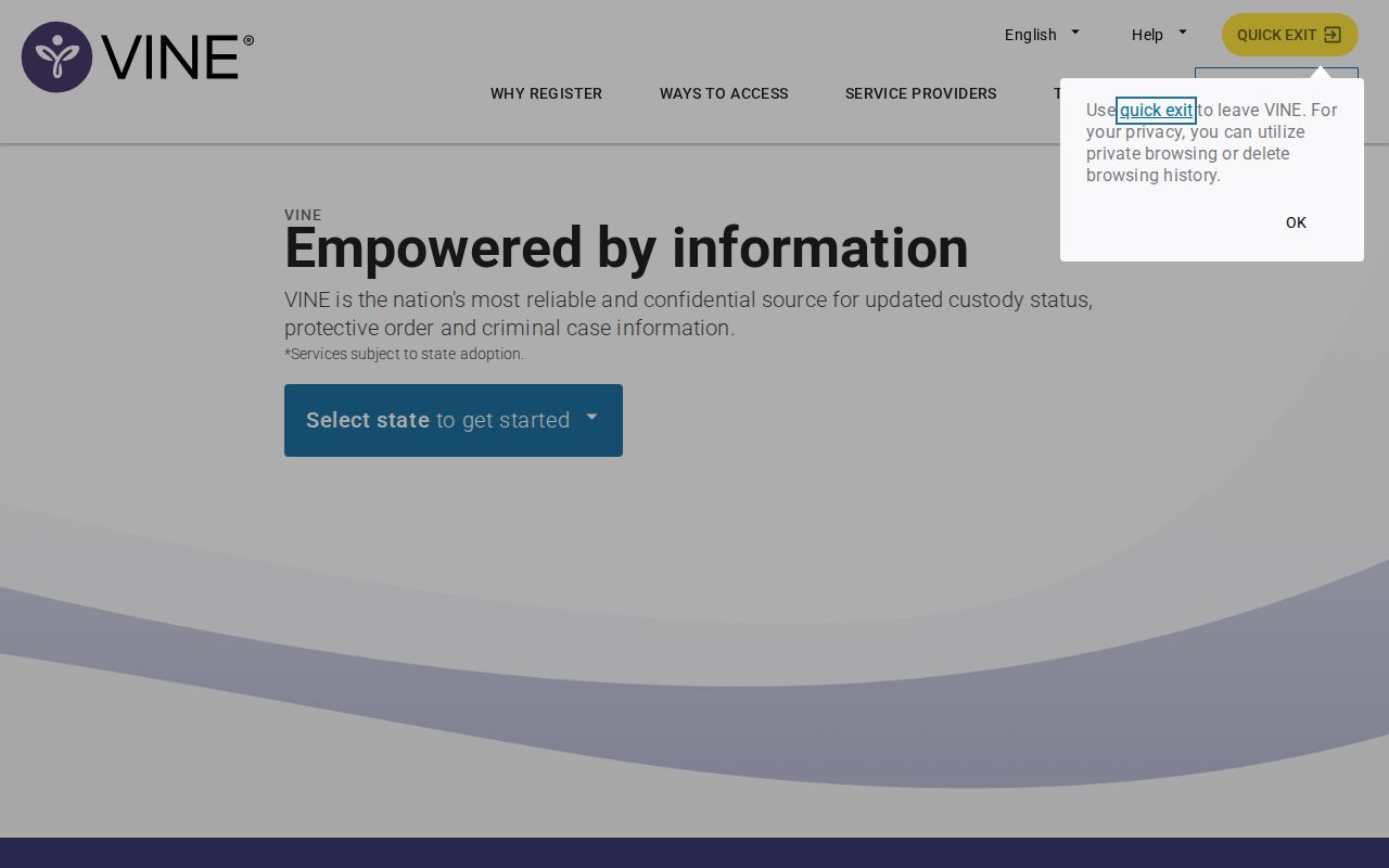 VINELink custody gateway used during a Bath County arrest lookup