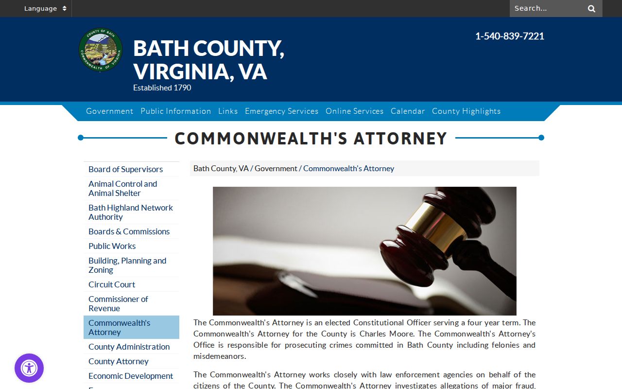 Bath County criminal court cases Commonwealth's Attorney office