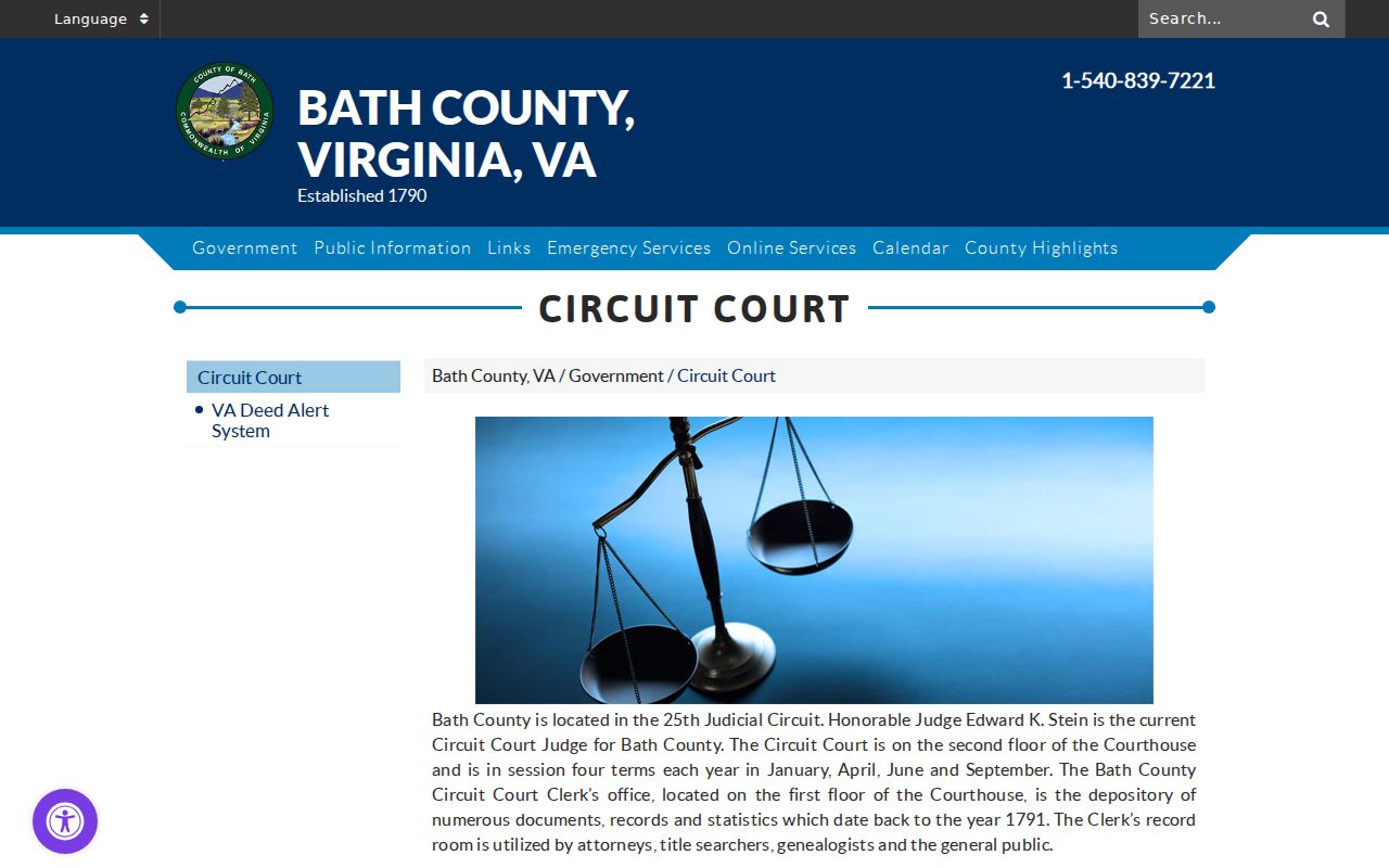 Bath County criminal record office at the Circuit Court